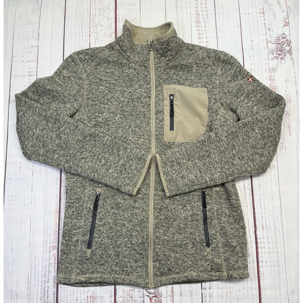 Swiss Tech Fleece‎ Full Zip Men’s Size Small Heavy Weight Jacket Pocket's Gray